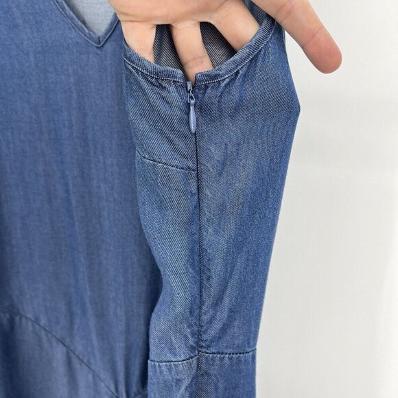 Soft Surroundings Lyocell Blue Chambray Romper Jumpsuit Medium Lagenlook Draped - Picture 4 of 7